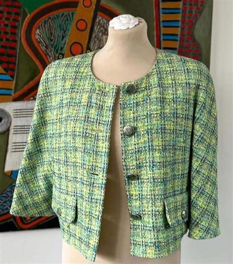 chanel green tweed jacket|chanel tweed jacket men.